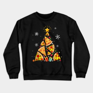 Funny Pizza Christmas Tree Crewneck Sweatshirt